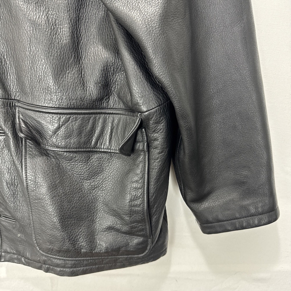 VTG Field Gear Leather Bomber Jacket‎ Heavy Men's Sz M/L Tall Full Zip Buttons - Picture 4 of 14